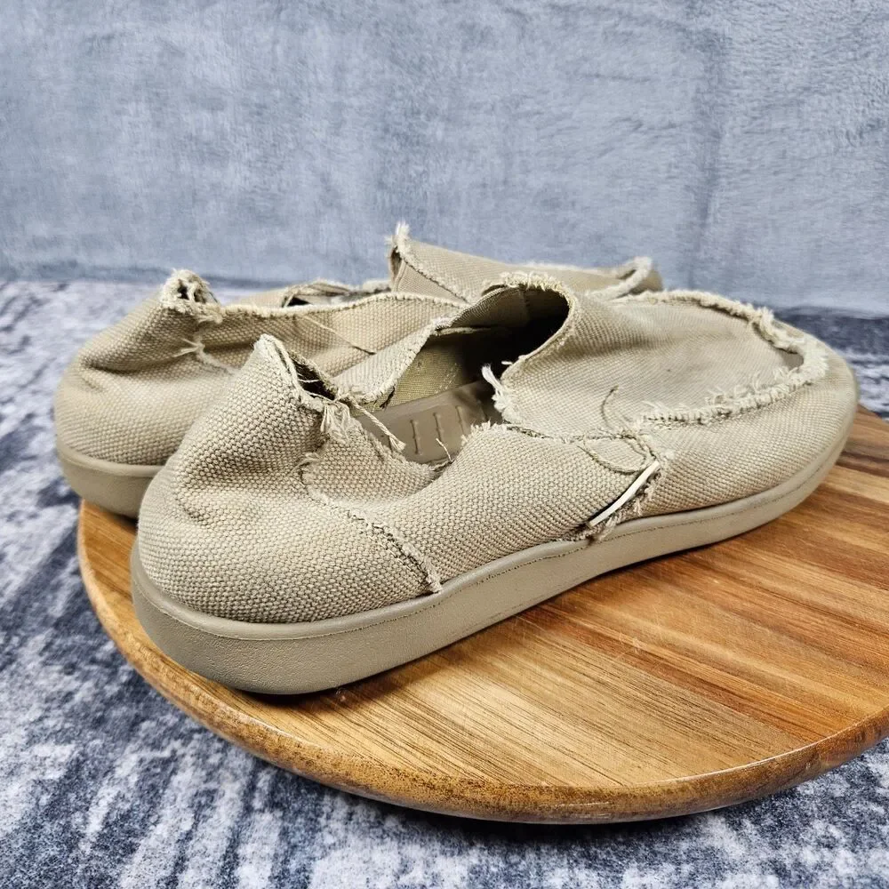 Crocs Santa Cruz Shoes Mens 12 Khaki Beige Canvas Slip On Loafers Comfort Preppy